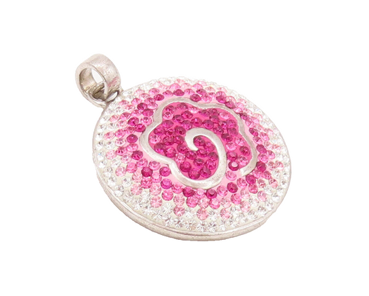 925 Sterling Silver Vintage Pendant Round Multi Color Crystal Starfish  PT22555