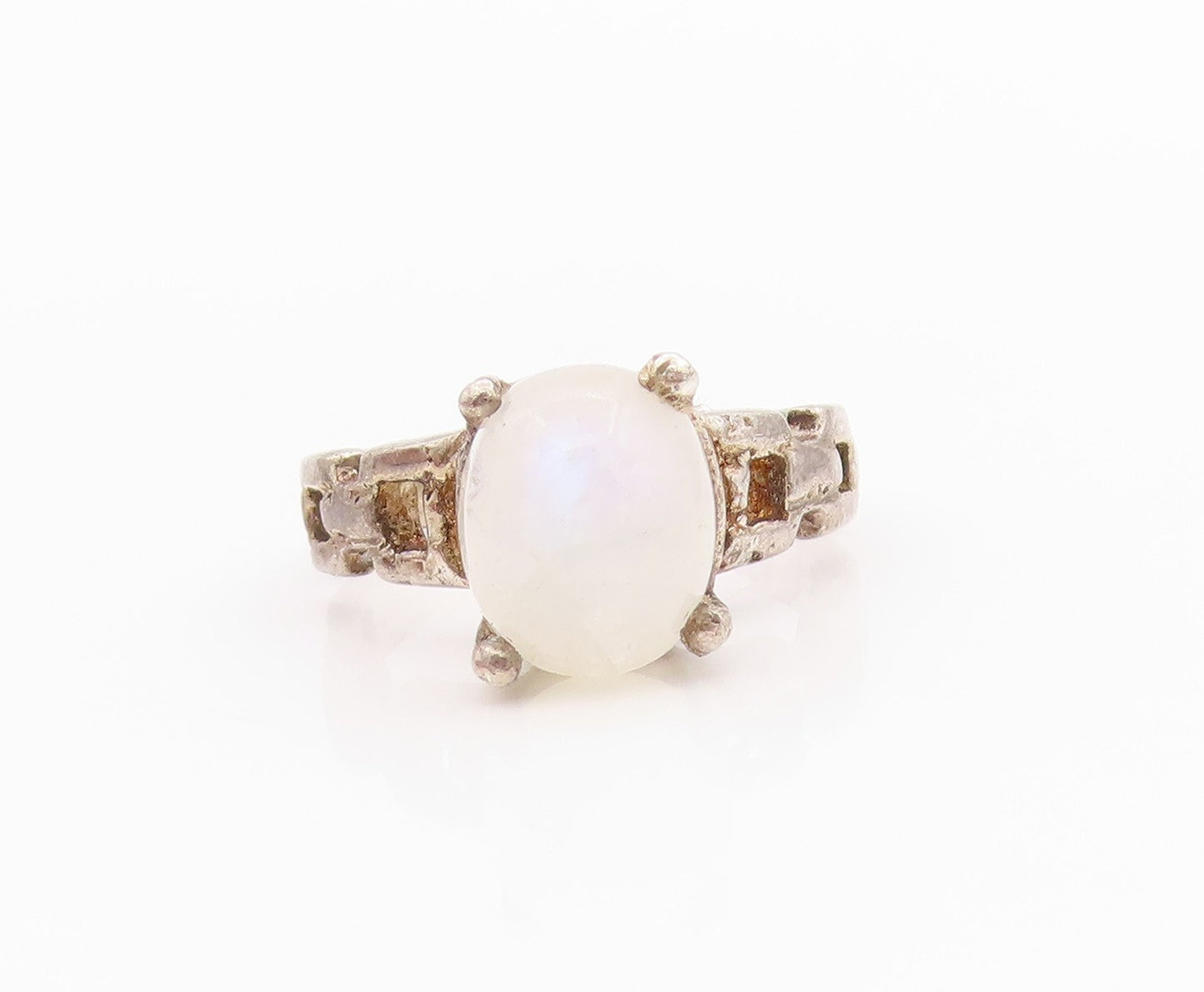 925 Sterling Silver Vintage Ring Cabochon Oval Moonstone  Sz 5.5  RG33176