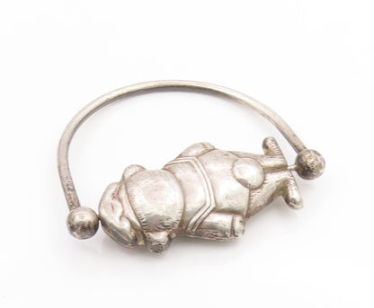925 Sterling Silver Vintage Bracelet Antique Teddy Bear Figure RATTLES  BT11810