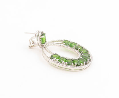 925 Sterling Silver Vintage Earrings Oval Gemstone Chandelier Dangles  EG13773