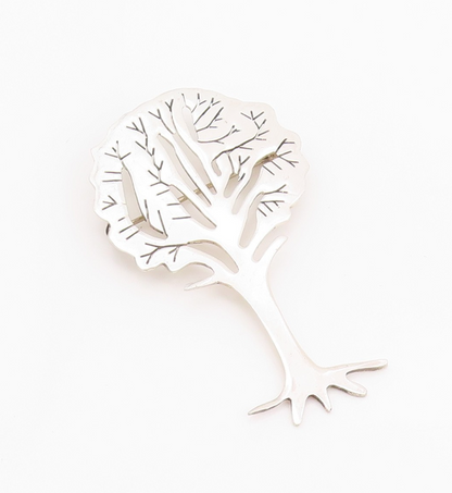 925 Sterling Silver Vintage Brooch Pin Solid Designer Cutout Tree  BP11685