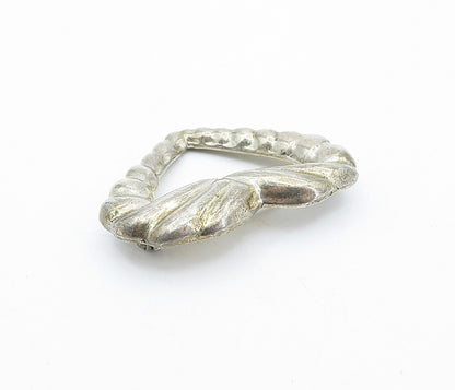 MEXICO 925 Sterling Silver  Vintage Fluted Open Love Heart Brooch Pin  BP1168