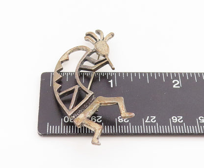925 Sterling Silver Vintage Brooch Pin SOUTHWESTRN Flute Player Outline  BP12175