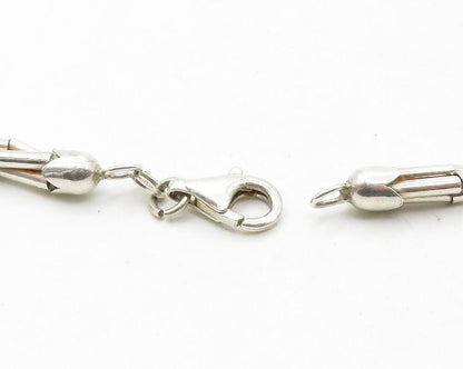 925 Sterling Silver Vintage Multi Strand Barrel Bead Chain Necklace NE2123