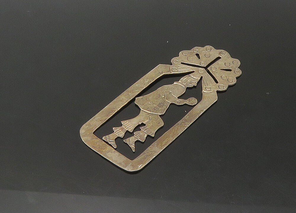 925 Sterling Silver  Vintage Dark Tone Dancing Figure Book Mark  TR3052