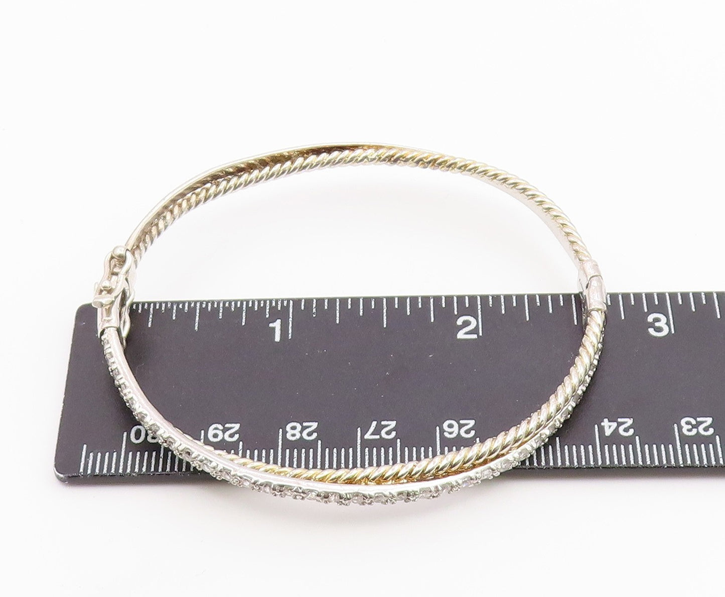 925 Sterling Silver  Vintage 2 Twisted Rope Round Sapphire Bracelet  BT9889