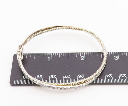 925 Sterling Silver  Vintage 2 Twisted Rope Round Sapphire Bracelet  BT9889