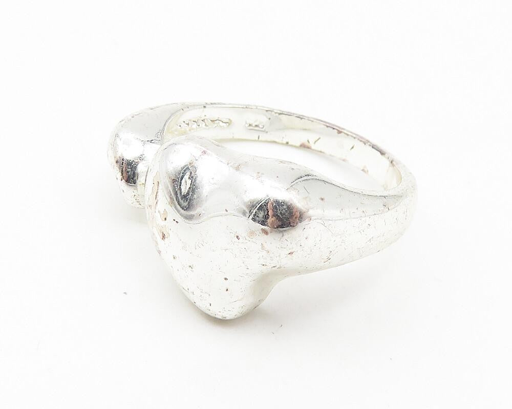 925 Sterling Silver  Topaz Accented Shiny Love Heart Band Ring Sz 6  RG10763