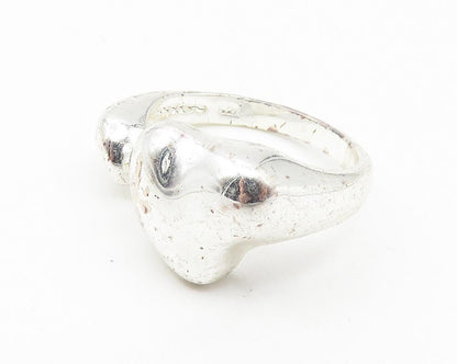 925 Sterling Silver  Topaz Accented Shiny Love Heart Band Ring Sz 6  RG10763