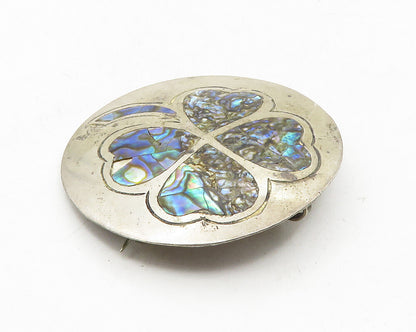 JCN MEXICO 925 Sterling Silver  Vintage Abalone Clover Brooch Pin  BP4121