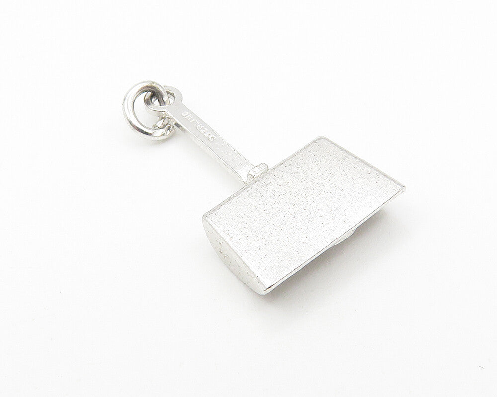 925 Sterling Silver  Vintage Petite Shiny Heart Shovel Drop Pendant  PT9346