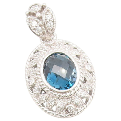 925 Sterling Silver Vintage Pendant JUDITH RIPKA Faceted Topaz Charm  PT26653