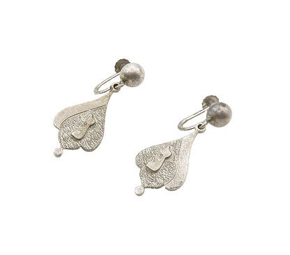 ISRAEL 925 Sterling Silver  Vintage Non Pierce Dangle Earrings  EG8135