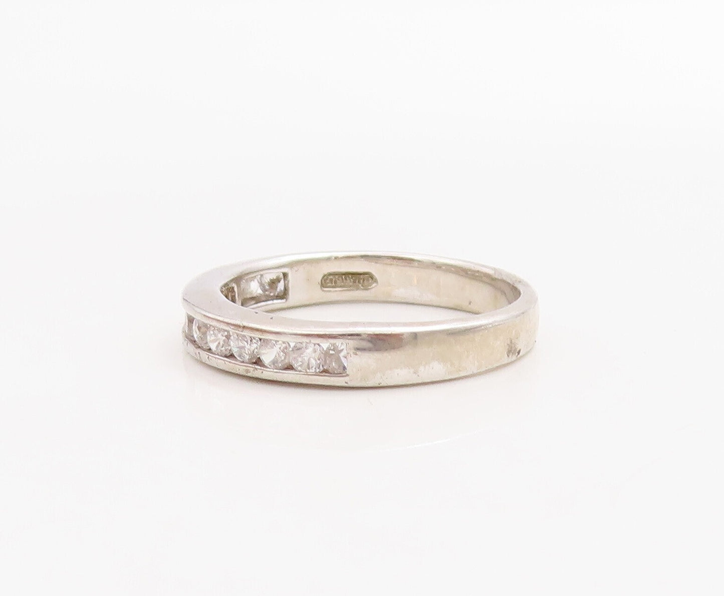 925 Sterling Silver Vintage Ring Minimalist Topaz Inlay  Sz 7  RG30549