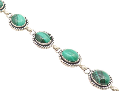 Q.T. SOUTHWESTERN 925 Silver Vintage Malachite Twist Chain Bracelet BT8410