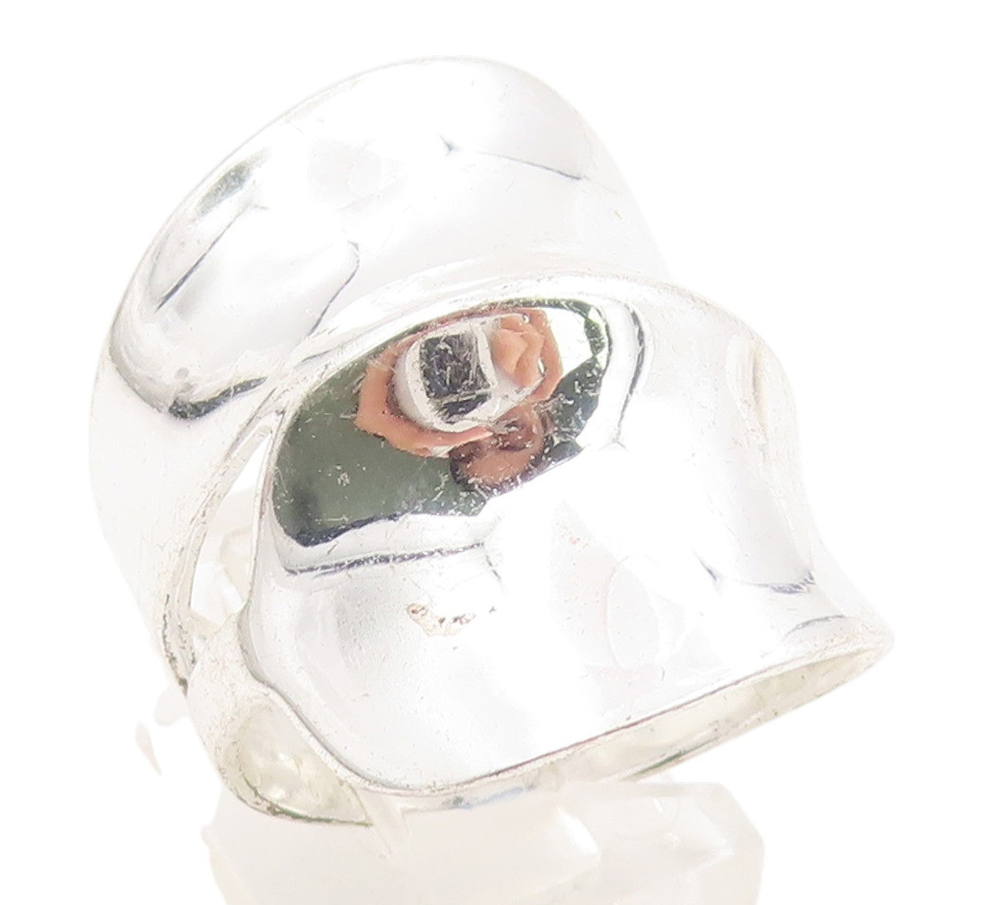 925 Sterling Silver Vintage Ring Minimalist Wide Bypass Band  Sz 7.5  RG35592