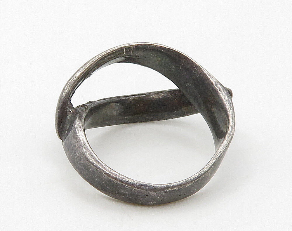 925 Sterling Silver  Vintage Dark Tone Open Smooth Band Ring Sz 6.5  RG16145