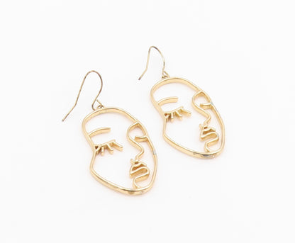 925 Sterling Silver Vintage Earrings Gold Plated 2 Sided Male Female  EG13614
