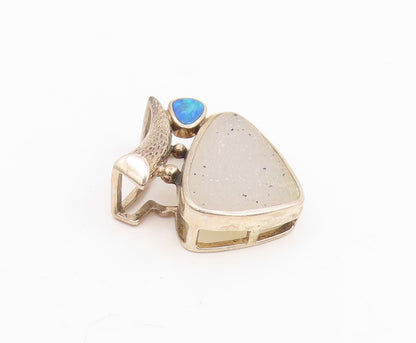 925 Sterling Silver Vintage Pendant WHITNEY KELLY Drusy Quartz & Opal  PT25779