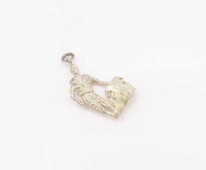 925 Sterling Silver Vintage Pendant Mini Carved Matador With Cloth  PT22915