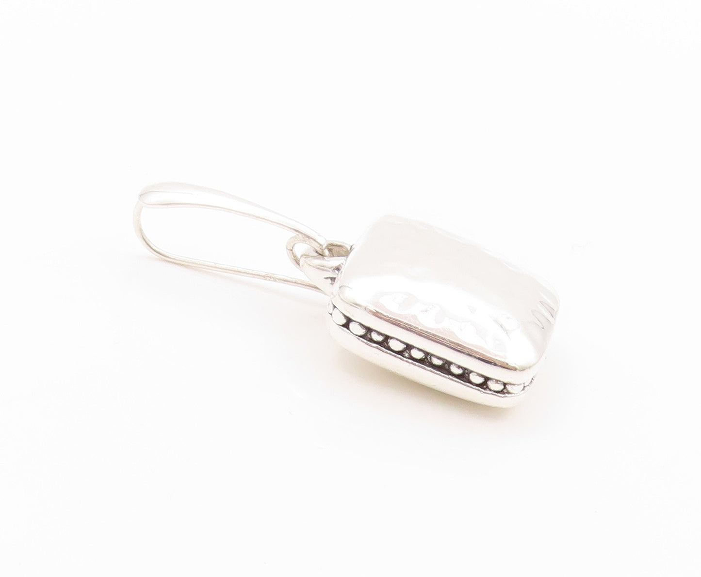 925 Sterling Silver Vintage Earrings Puffed Dangling Hand Bag Design  EG13552