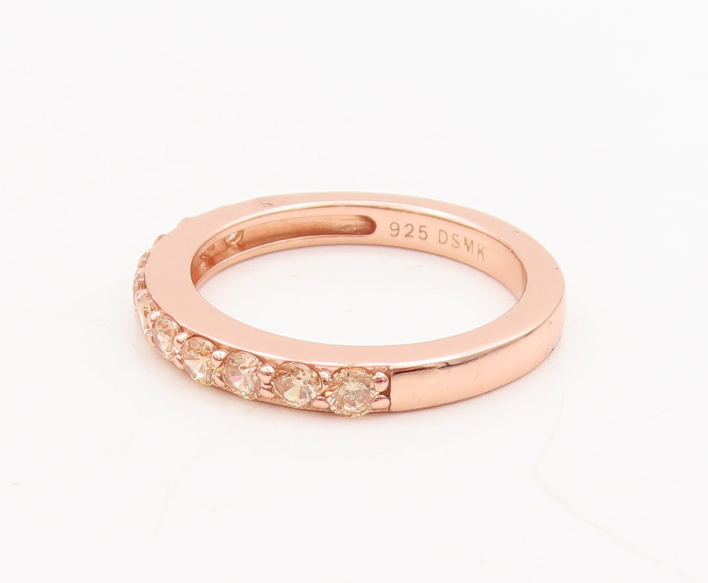 925 Sterling Silver Vintage Ring Rose Gold Plated Topaz 4 Ring Set Sz 7  RG29230