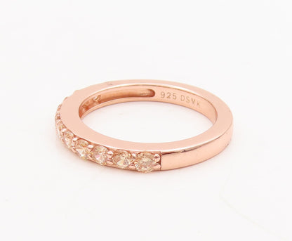 925 Sterling Silver Vintage Ring Rose Gold Plated Topaz 4 Ring Set Sz 7  RG29230