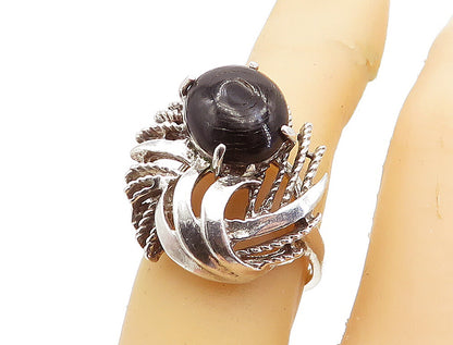925 Sterling Silver  Vintage Black Onyx Twist Cocktail Ring Sz 6.5  RG4275