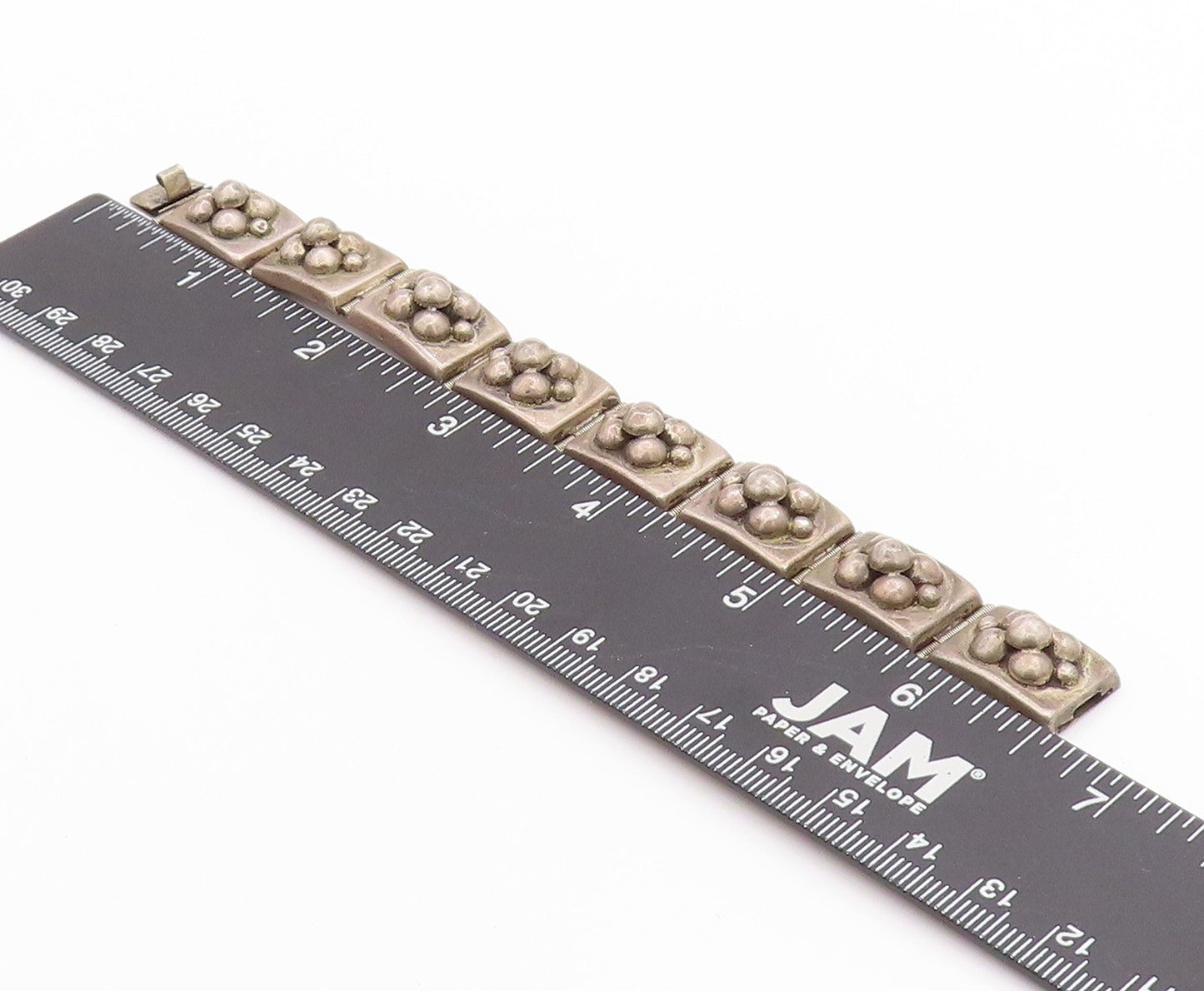 925 Sterling Silver Vintage Bracelet Antique Dark Tone Flowers Carved  BT11354