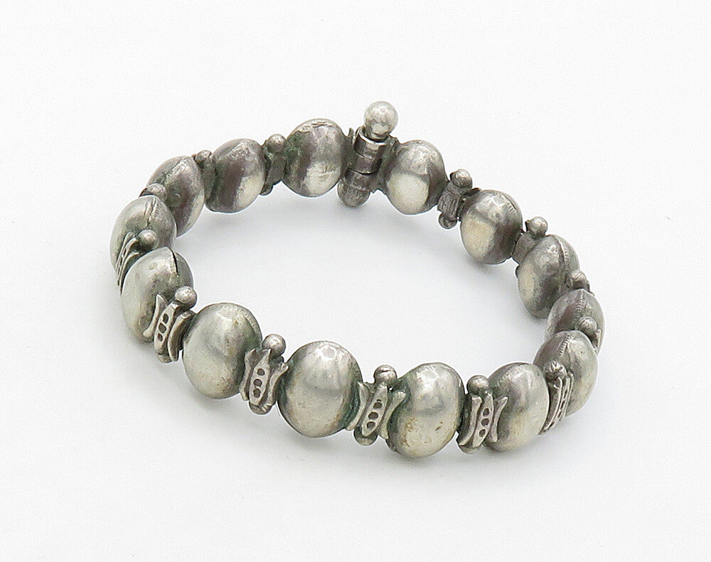 925 Sterling Silver  Vintage Antique Hollow Oval Hinge Chain Bracelet  BT6352