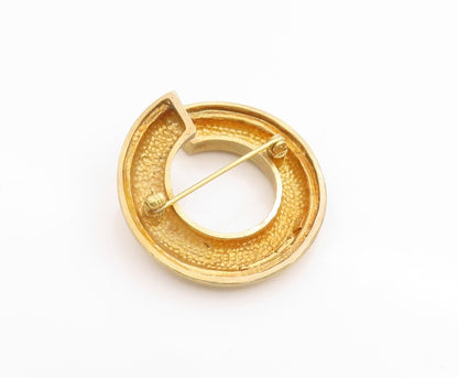 925 Sterling Silver Vintage Brooch Gold Plated POMERANTZ Open Ring  BP11704