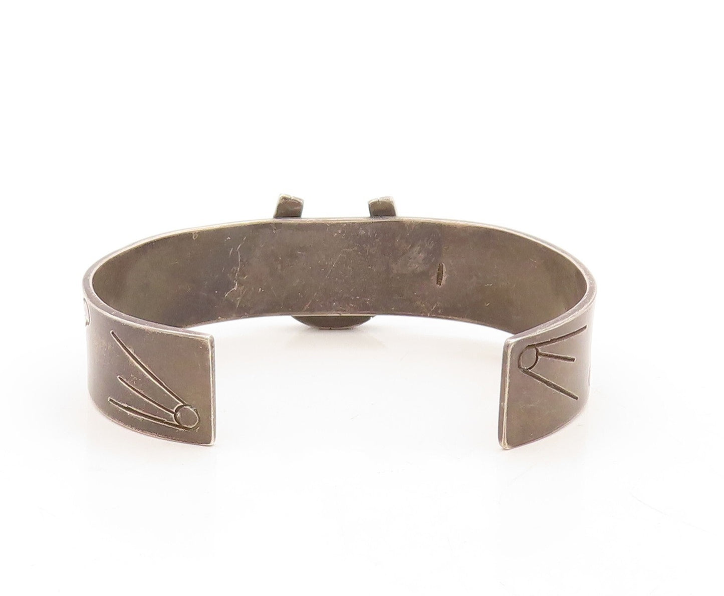 925 Sterling Silver Vintage Bracelet Dark Tone Horse Shoe Good Luck Cuff BT10976