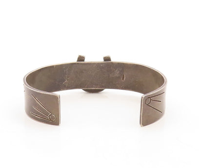 925 Sterling Silver Vintage Bracelet Dark Tone Horse Shoe Good Luck Cuff BT10976