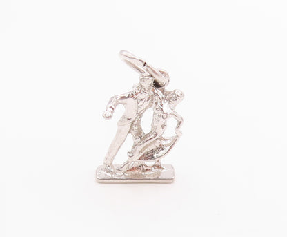 925 Sterling Silver Vintage Pendant Modernist 3D Carved Dancing Couple  PT24668