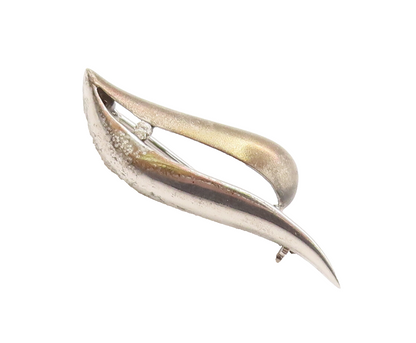 925 Sterling Silver Vintage Brooch Pin Swirly Slit Diamond Dolphin Face  BP10623