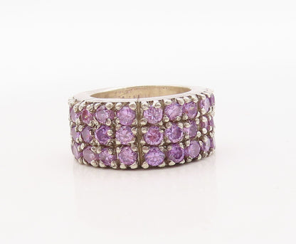 925 Sterling Silver Vintage Ring Solid Round Cut Amethyst Bands  Sz 7  RG31093
