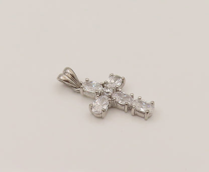 925 Silver  Vintage Dancing Cubic Zirconia Religious Cross Pendant  PT21945