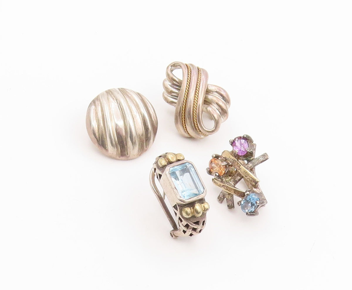 14k Gold & 925 Sterling Silver Vintage Earrings Gemstone Single Pieces  EG14297