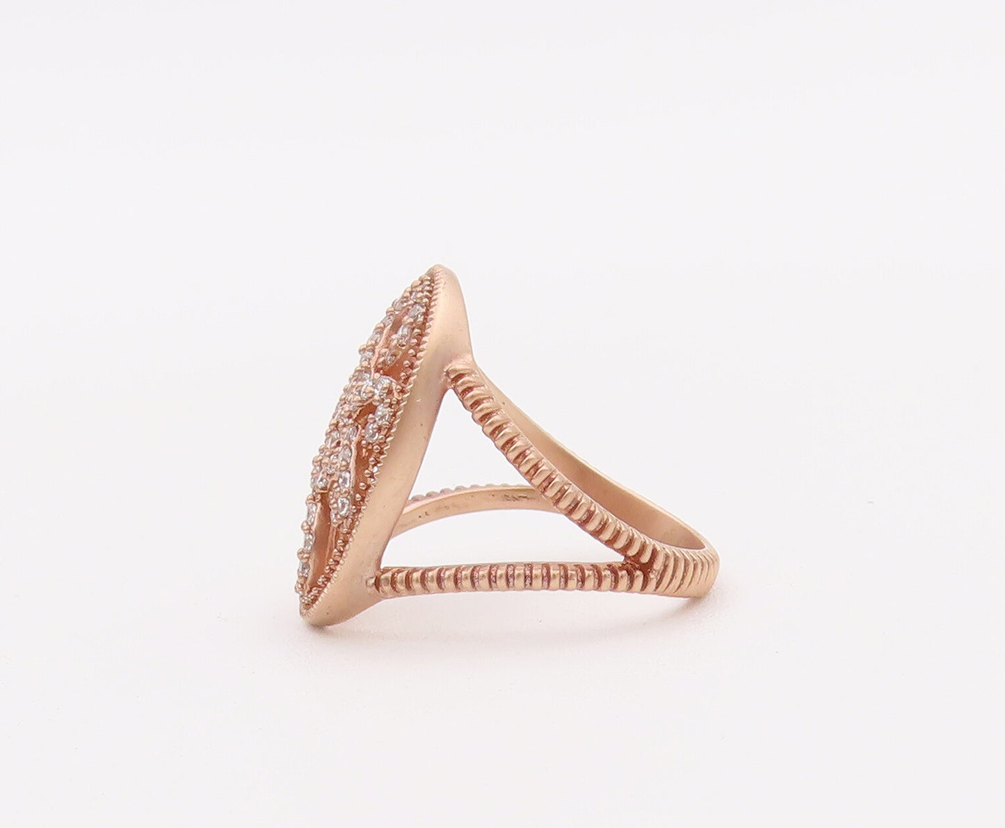 925 Sterling Silver Vintage Ring Swirly Loopy CZ Beaded Design  Sz 7 RG28063