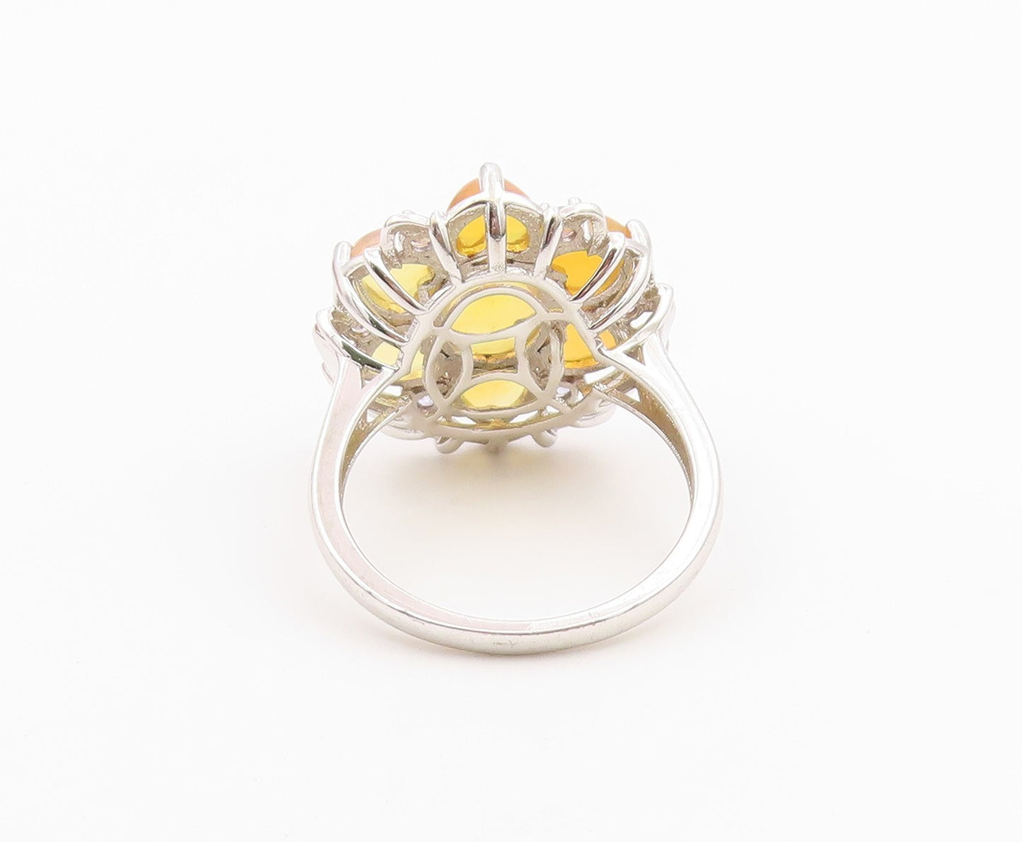 925 Sterling Silver Vintage Ring Opal & Tanzanite Floral Petal  Sz 11.5  RG36499