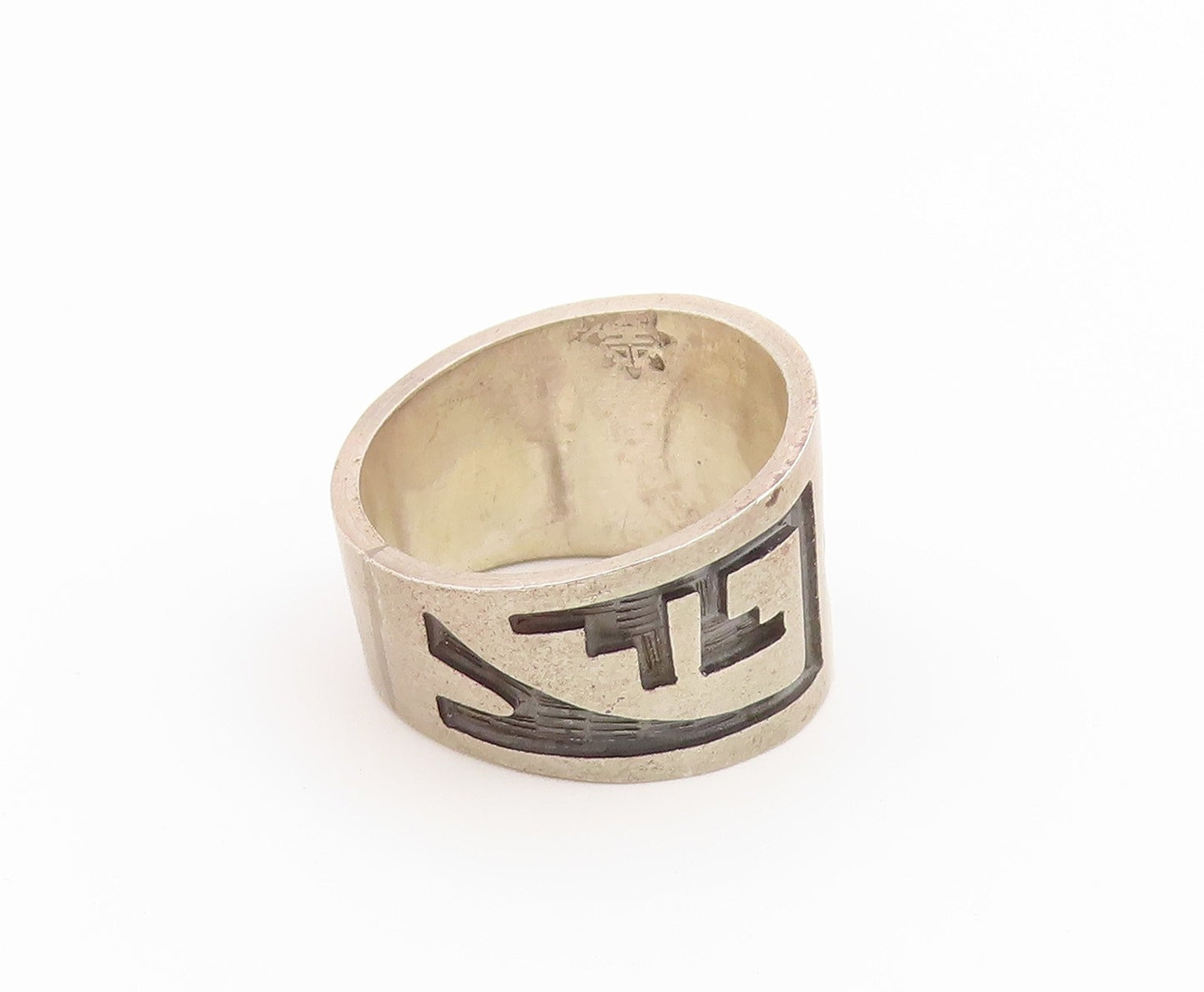925 Sterling Silver Vintage Ring SOUTHWESTERN Mann In The Maze  Sz 6.5  RG36950