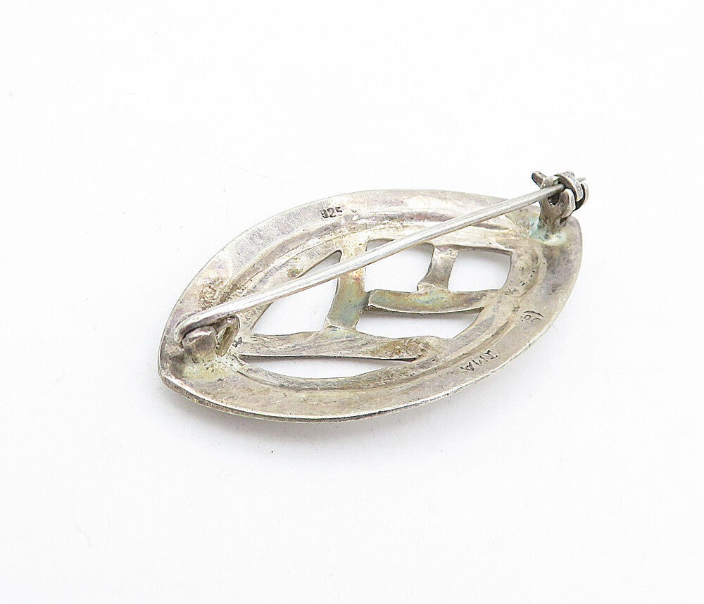 925 Sterling Silver  Vintage Antique Cutout Leaf Design Brooch Pin  BP1627