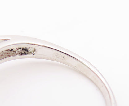 925 Sterling Silver Vintage Ring Minimalist Green Oval Topaz  Sz 5  RG31874
