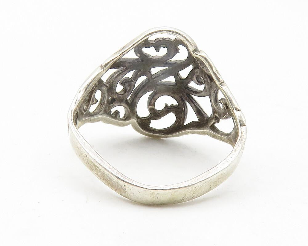 925 Sterling Silver  Vintage Shiny Swirl Vine Dome Band Ring Sz 6  RG11874