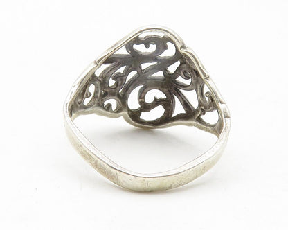 925 Sterling Silver  Vintage Shiny Swirl Vine Dome Band Ring Sz 6  RG11874