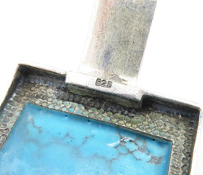 925 Sterling Silver  Vintage Turquoise Square Hinge Chain Bracelet  BT2240