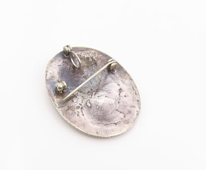 925 Sterling Silver Vintage Brooch Pin Modernist Carved Lady Profile  BP12367