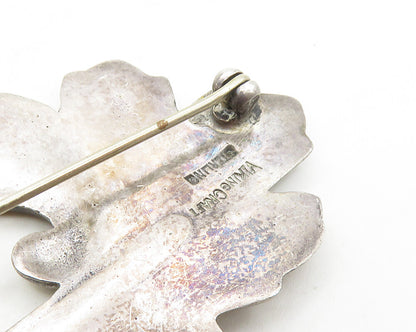 VIKING CRAFT 925 Sterling Silver Vintage Floral Leaf Swirl Brooch Pin BP6748