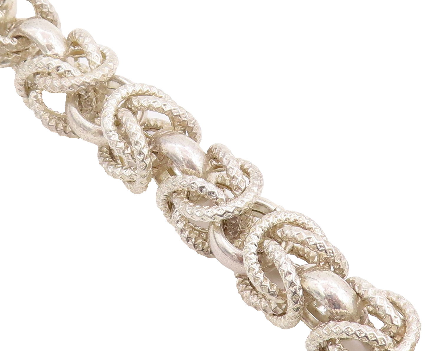 925 Sterling Silver Vintage Bracelet Bold Nautical Rope Byzantine Chain  BT11820