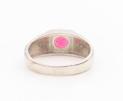 925 Sterling Silver Vintage Ring Ruby & CZ Statement Band  Sz 10.5  RG34892
